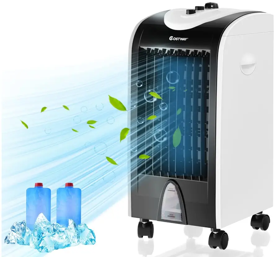 3-in-1 Portable Evaporative Cooler Fan Humidifier with Filter Knob