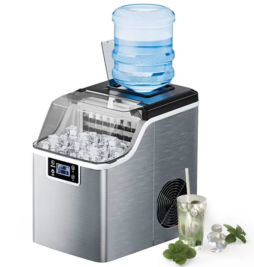 40LBS/24H Portable Ice Maker Countertop Ice Machine with Top Inlet Hole & Self-Clean Function
