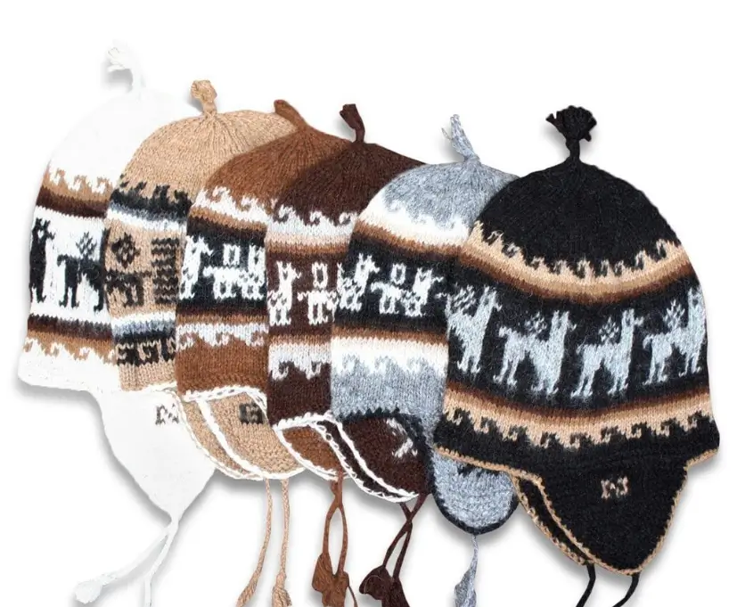 Adult Brushed Knit Alpaca Chullo with Ear Flaps