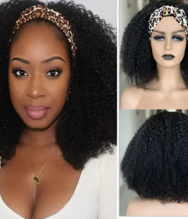 Afro Kinky Curly Headband Wig
