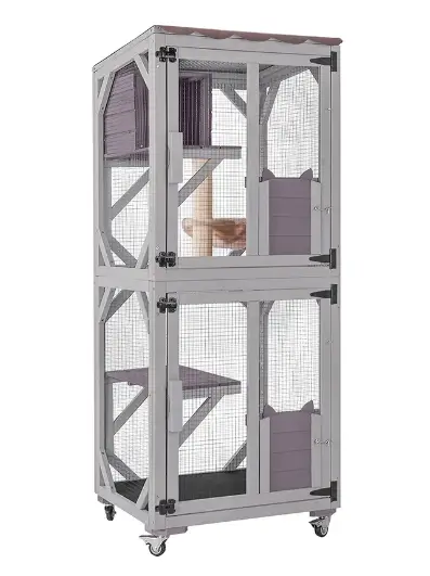 Aivituvin-AIR22-M Medium Wooden Outdoor Cat Catio with Wheels