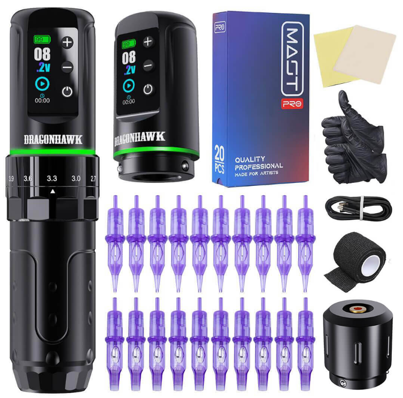 Dragonhawk L3 Wireless Tattoo Machine Professional Bundle Tattoo Kit