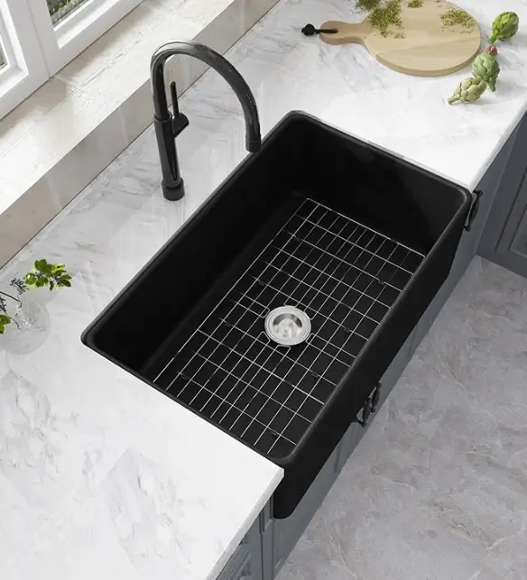 HOROW Best Black Farmhouse Sink Apron Single Bowl Model HR-S3018B