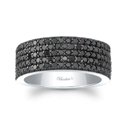 Mens 5 Row Black Diamond Band