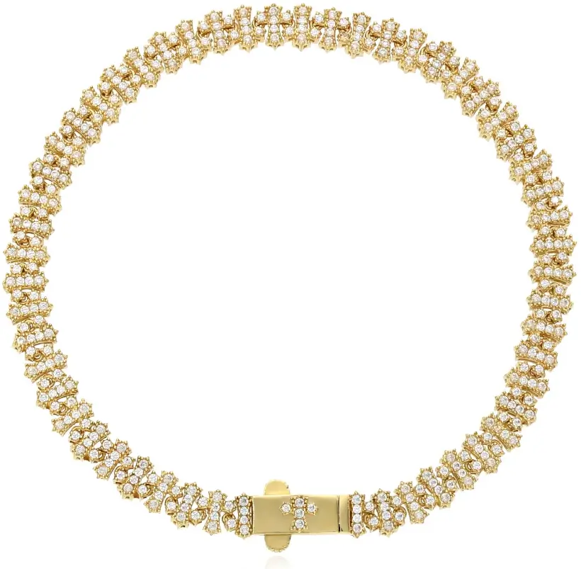 Real 14K Gold CZ Cross-Link Tennis Bracelet 6mm 8" Pave Style Solid