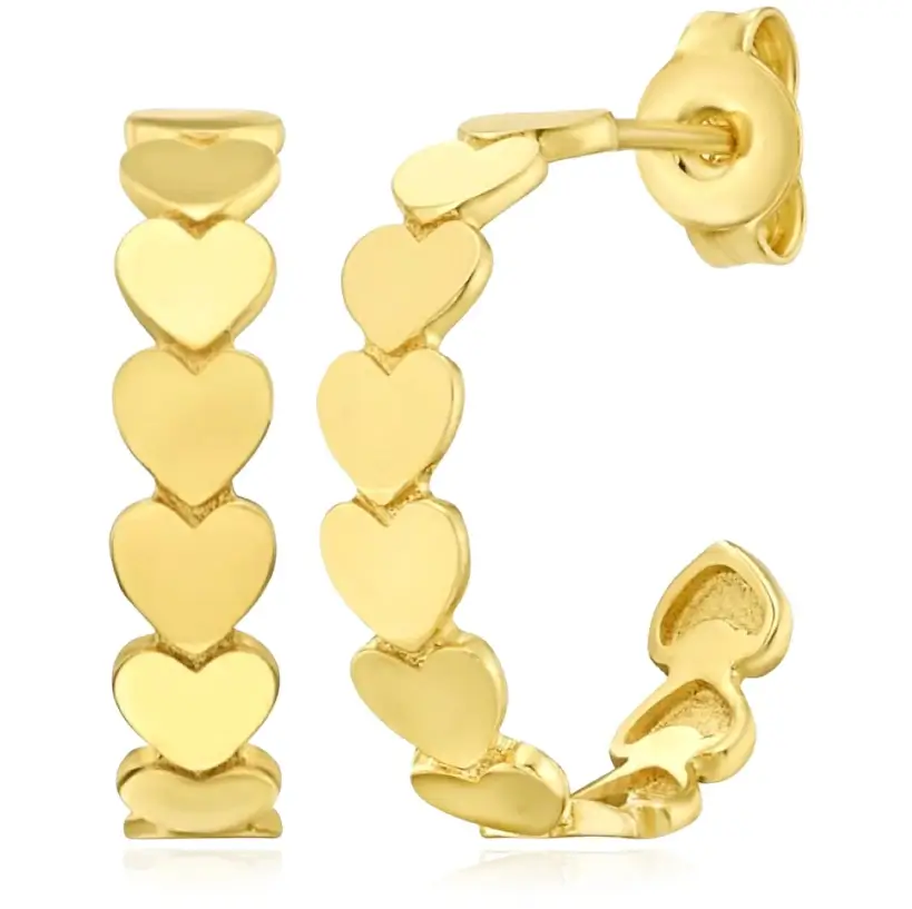 Real 14K Gold Heart Hoop Earrings 17mm
