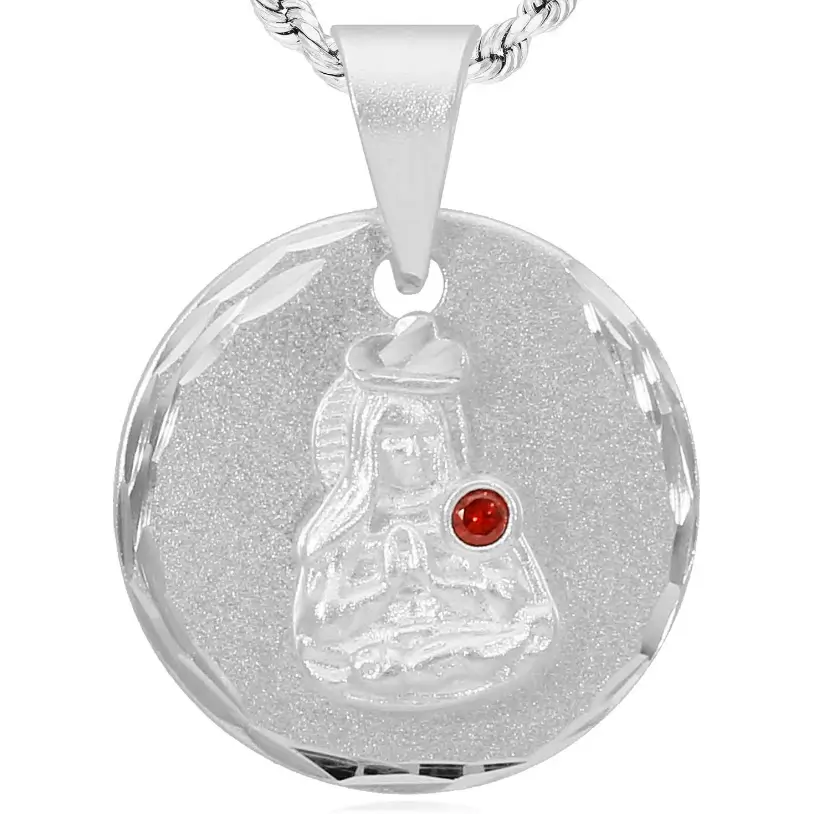 Sterling Silver Red Ruby Santa Barbara Pendant 0.8"