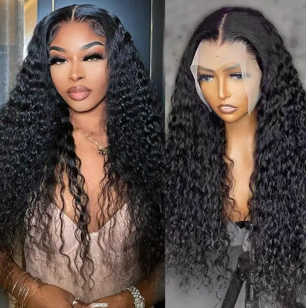 Water Wave Lace Front Wigs Human Hair 13×4 HD Transparent Wig Pre Plucked 180% Density